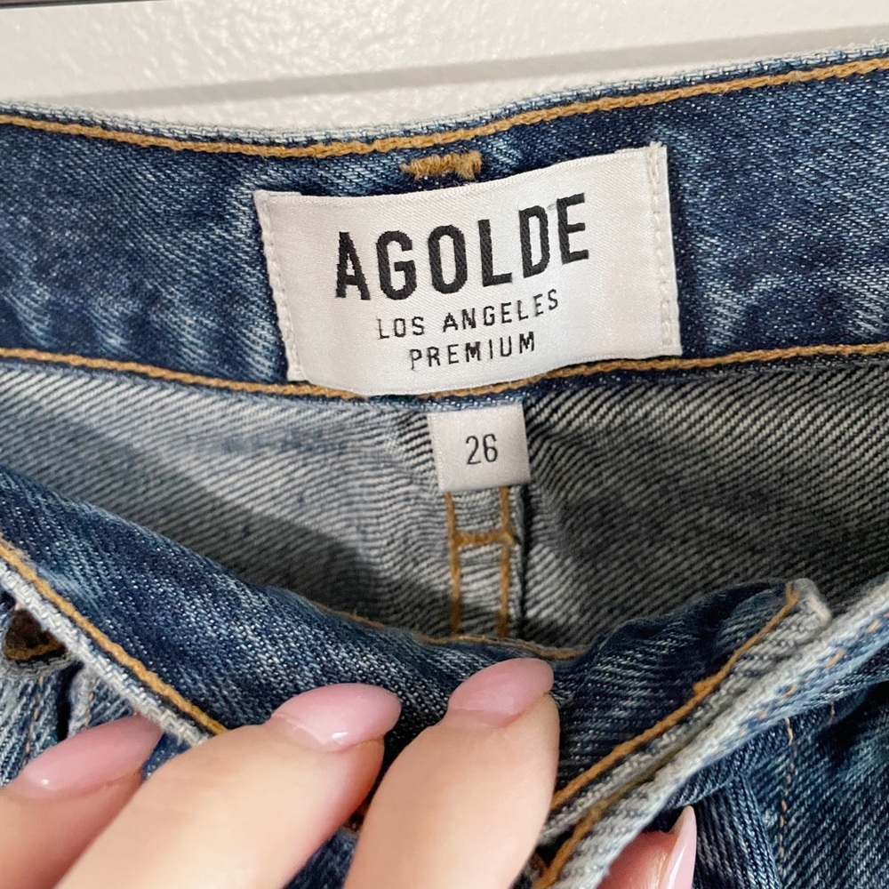 Agolde High Rise Loose Fit Jeans Distressed Denim in Psyce Size 26 - Picture 10 of 12